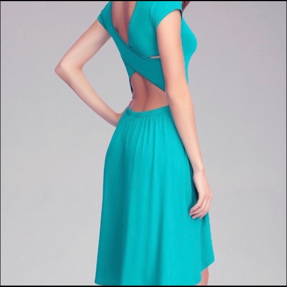 Bebe green high low open back dress size XS